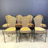 Wicker chairs by Frederick Weinberg, 1960s, set of 7