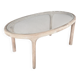 Oval Rattan and Glass Marquetry Table, Italy, 1970s