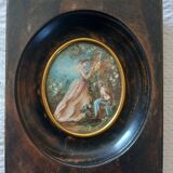 Miniature portrait of " fragonard " the girl and her dog
