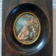 Portrait miniature  de  " fragonard "  la  fille  et  son  chien