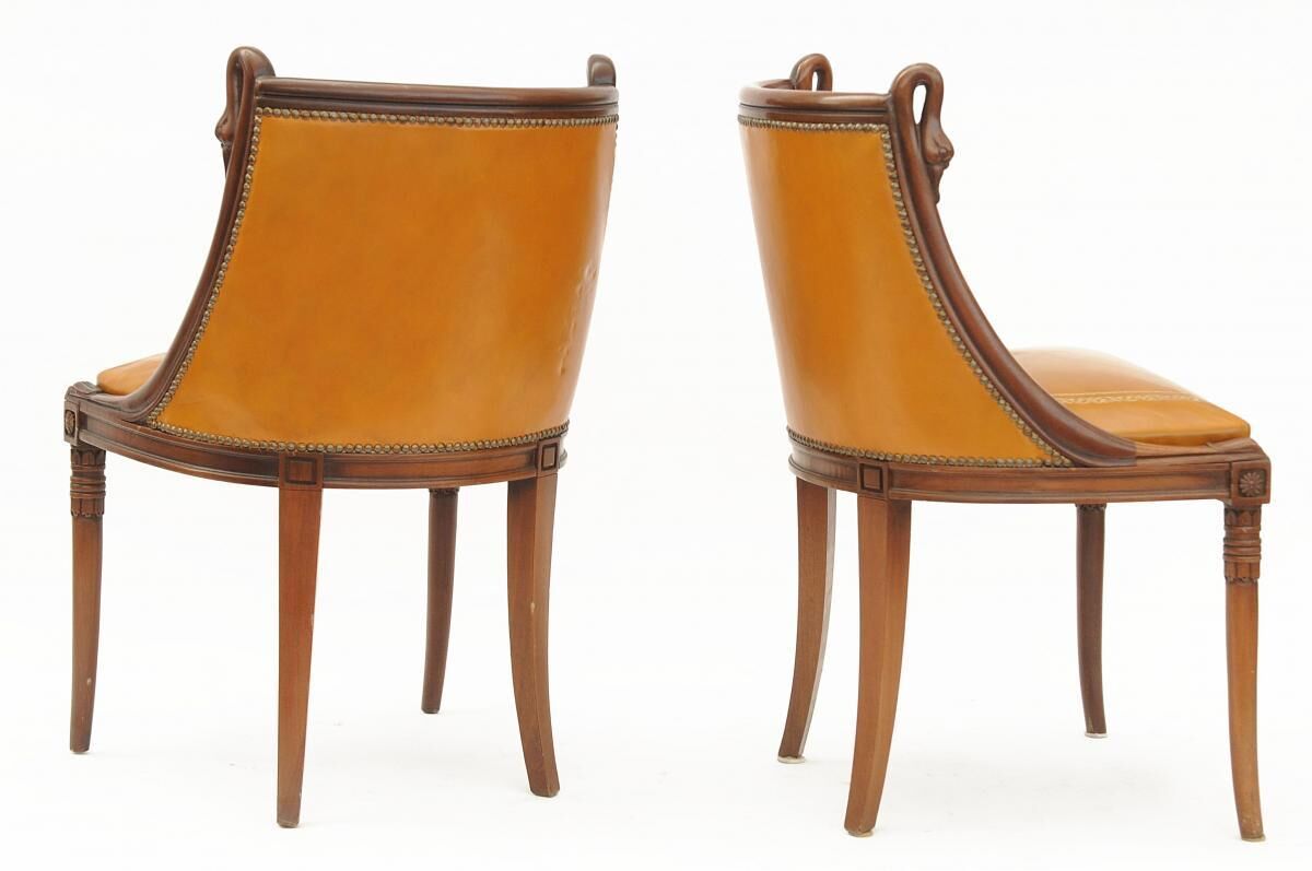 Series of 4 swan neck chairs