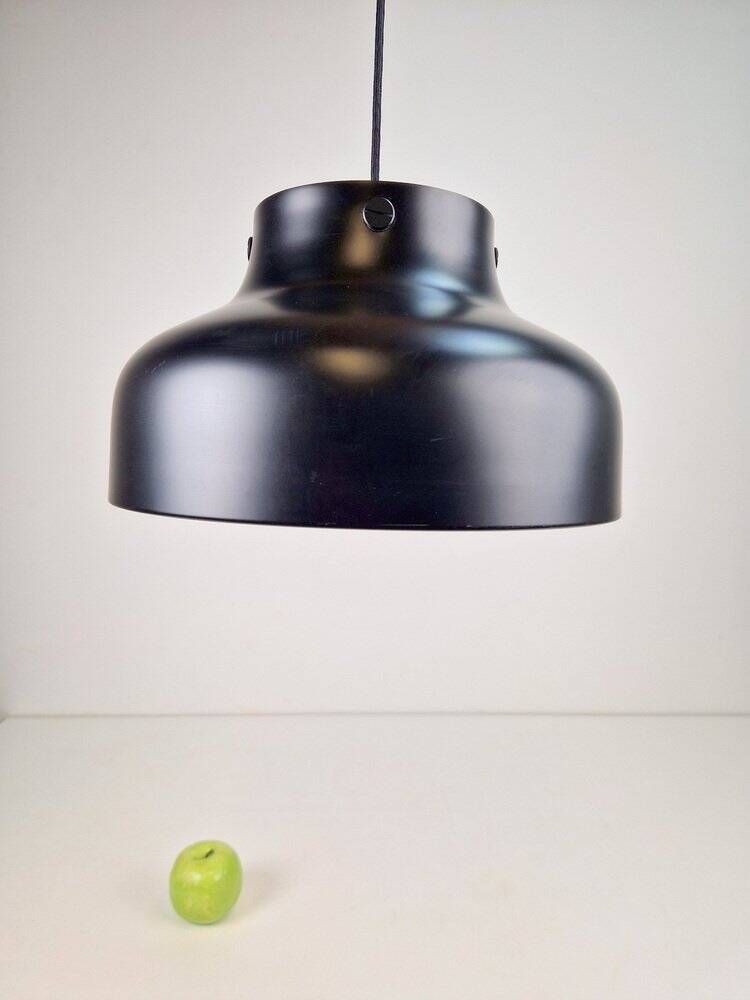 Mid-Century Modern Danish Black Jumbo Pendant Lamp by Uniline for Nordisk Solar, 1960s
