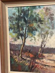 Mid-Century Oil on canvas “Trees” by Lars S 58, Vintage & Framed 57×47cm