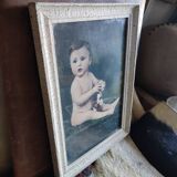 Cadre photo ancienne colorisée enfant, 1930