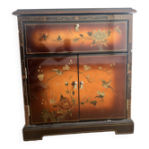 Cabinet asiatique vintage laqué – Décor floral et oiseaux