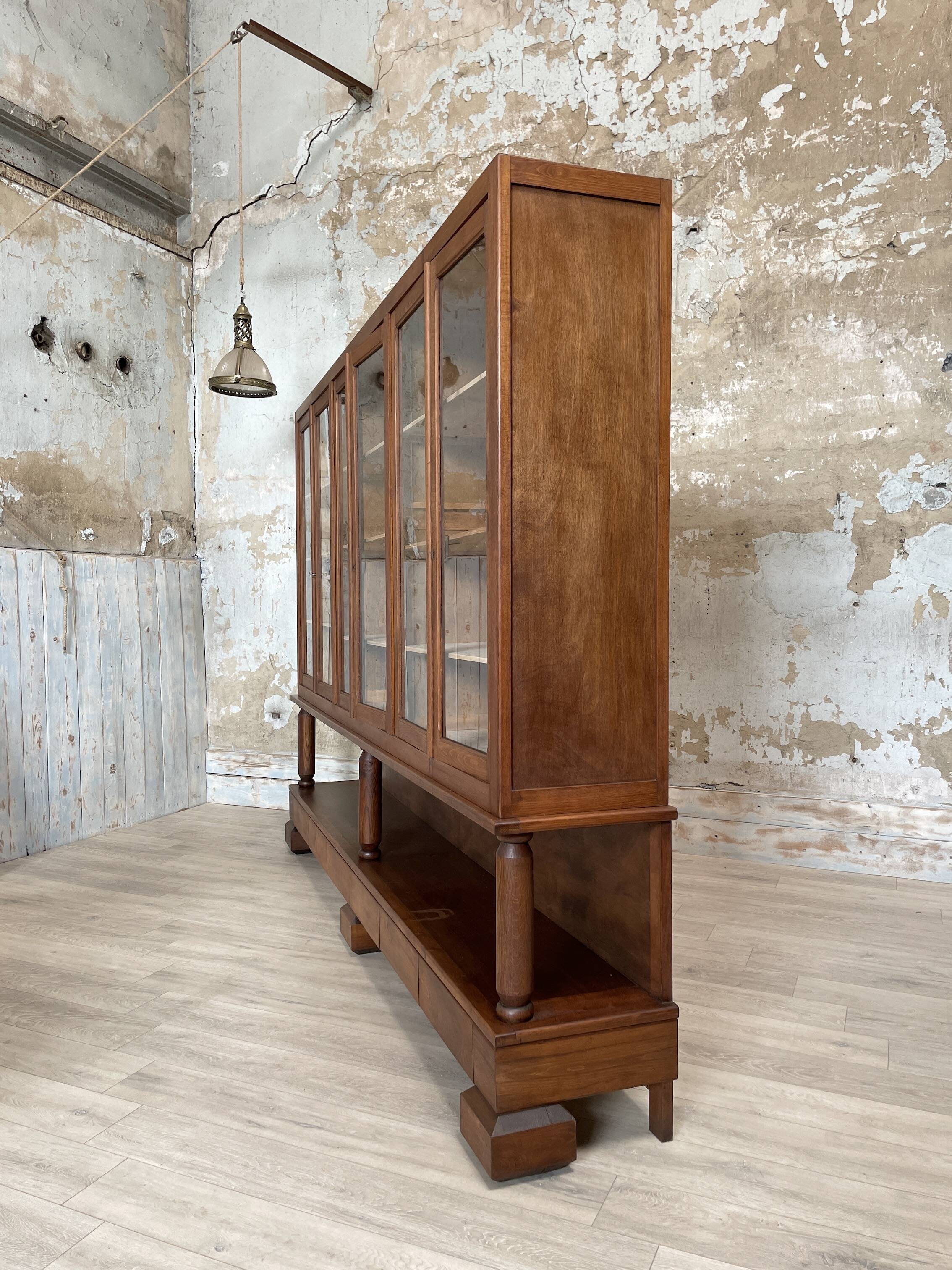 Solid wood display cabinet.