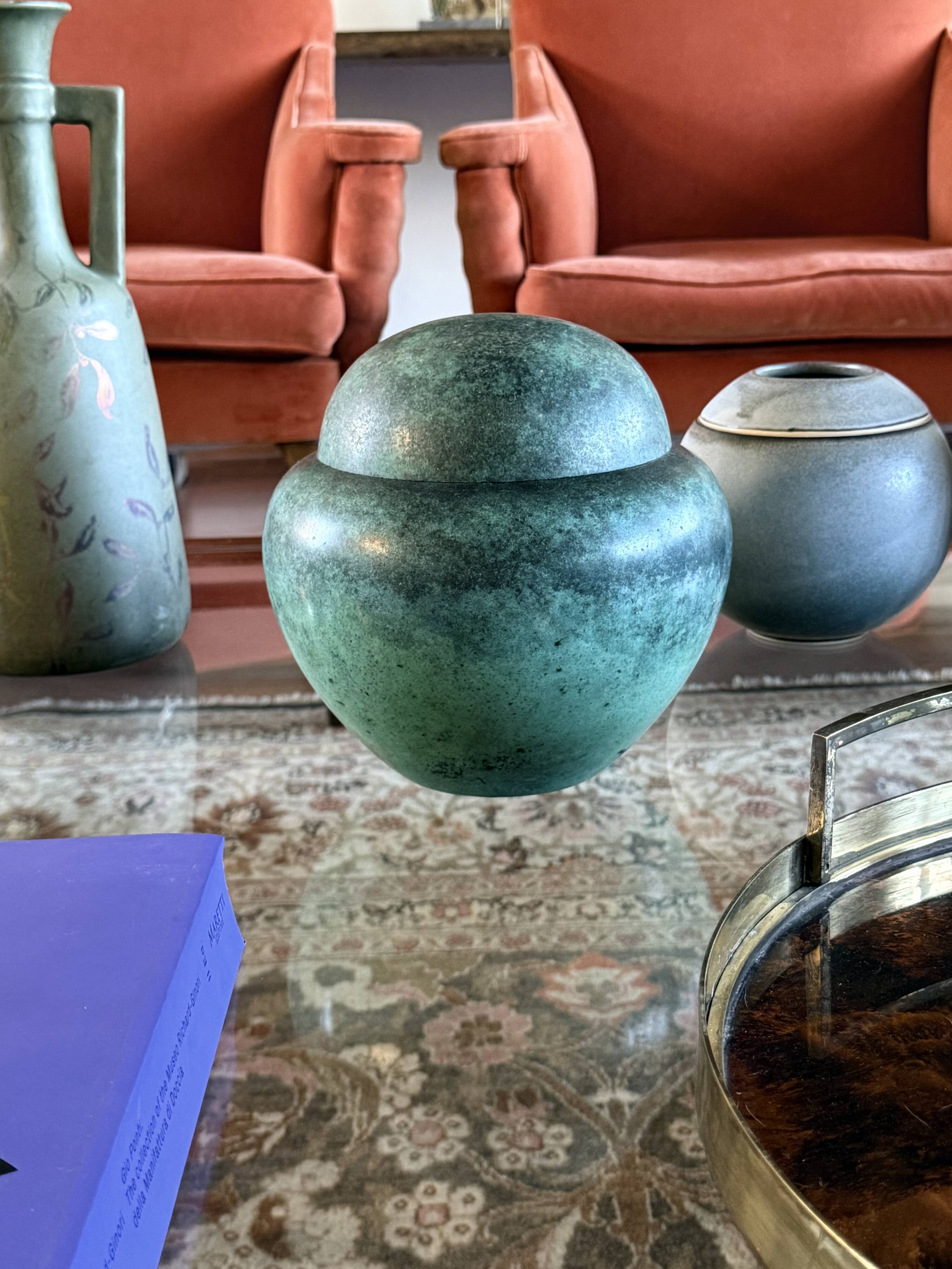 Art Deco green vase / potiche Ikora series, Paul Haustein, WMF Germany ca.