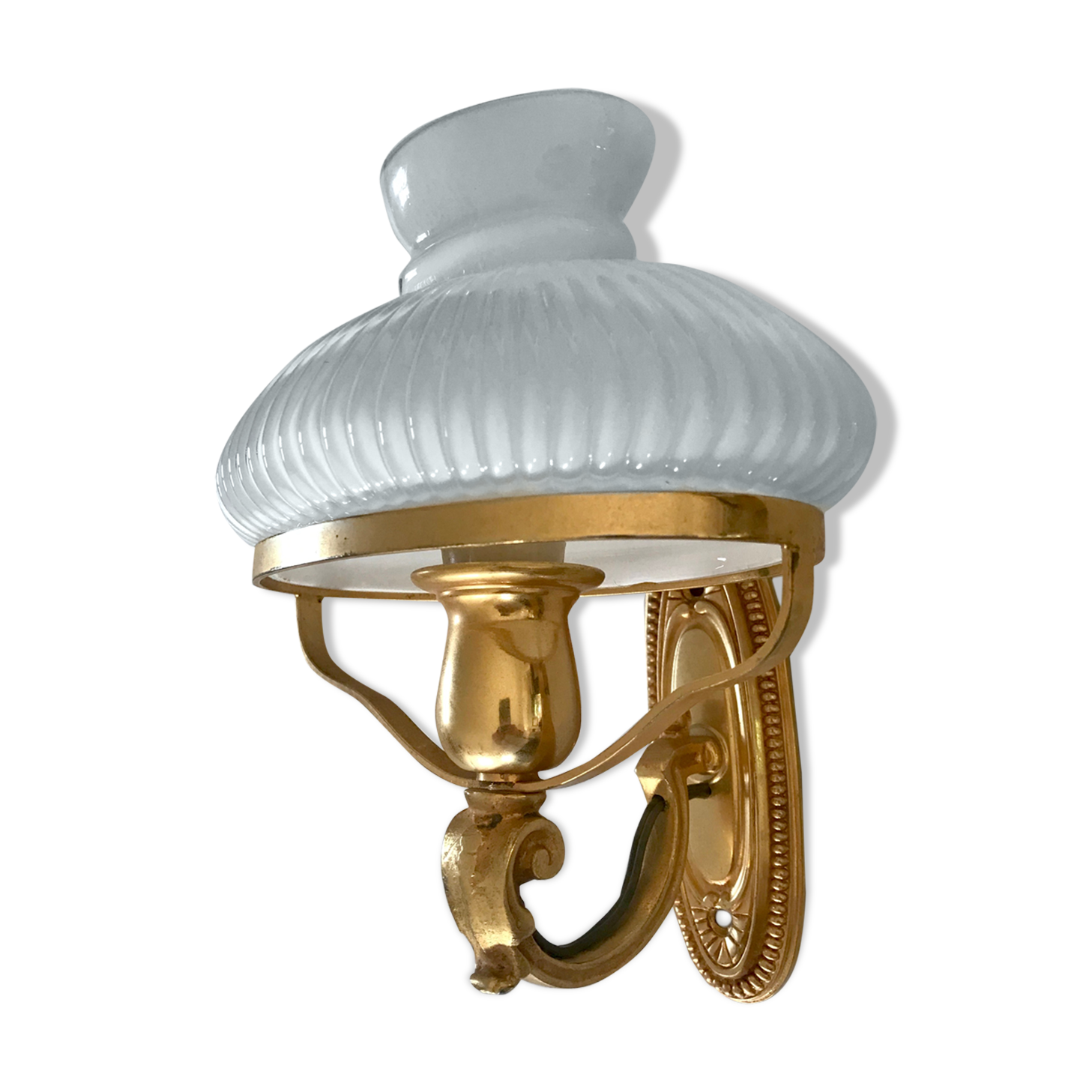 Vintage brass and opaline sconce