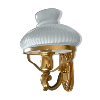 Vintage brass and opaline sconce