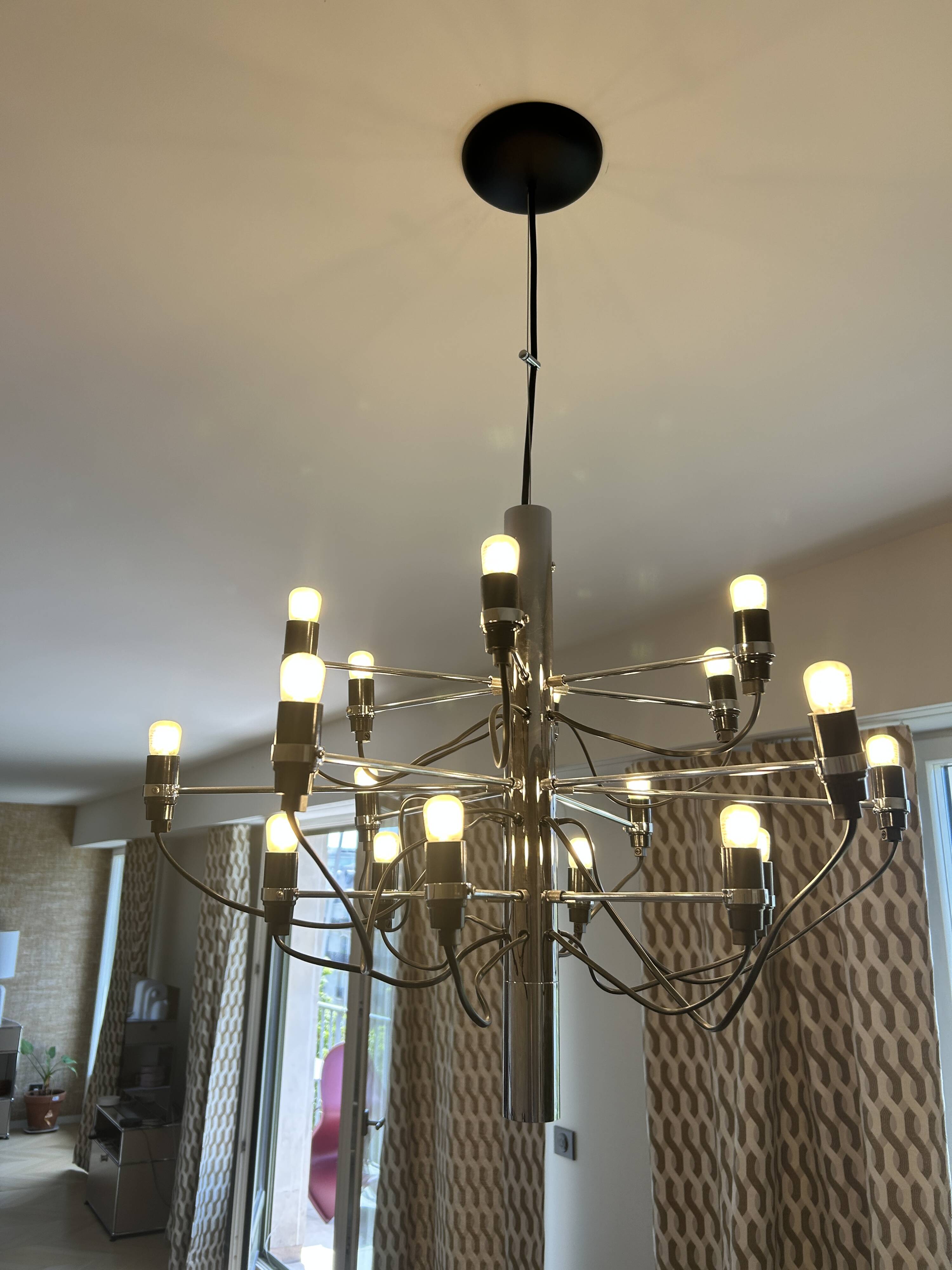 Gino Sarfatti pendant light in chrome steel