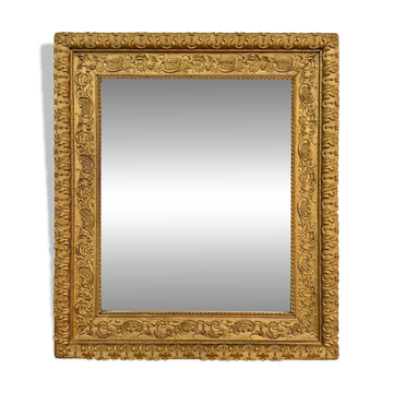 Period Mirror with Wooden and Gilded Stucco Frame – 19th Century Patina