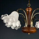 Vintage Murano glass chandelier and wood, Italy, 1970s