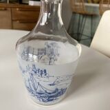 Liqueur carafe - Vintage model in glass decorated in Toile de Jouy style