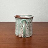 Mid-century modern studio pottery mug by Monika Maetzel, 1960s.