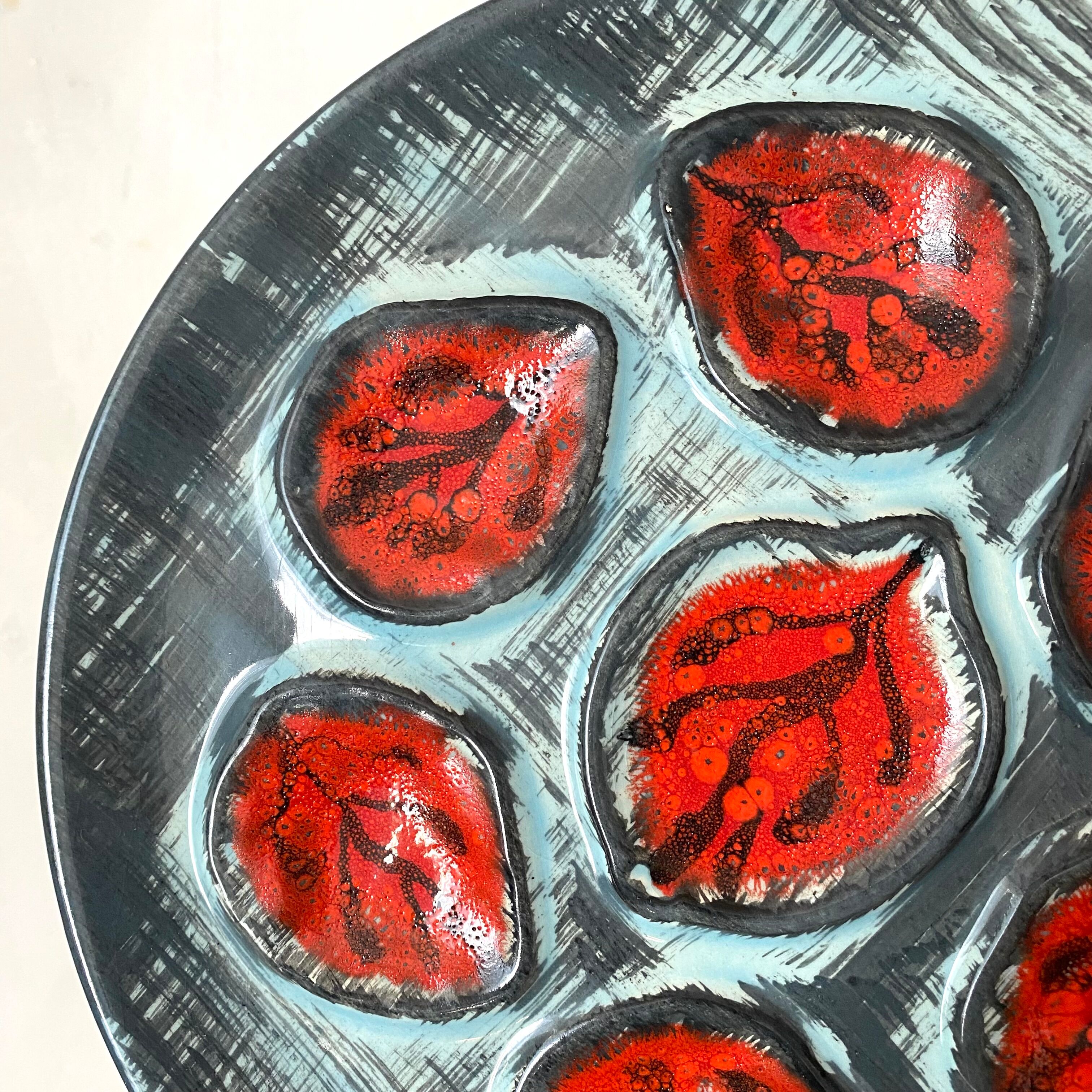 Vintage MBFA Pornic oyster barbotine plates from the 60s