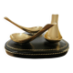 Black leather piped pipe holder with brass, Tremblay edition, Paris