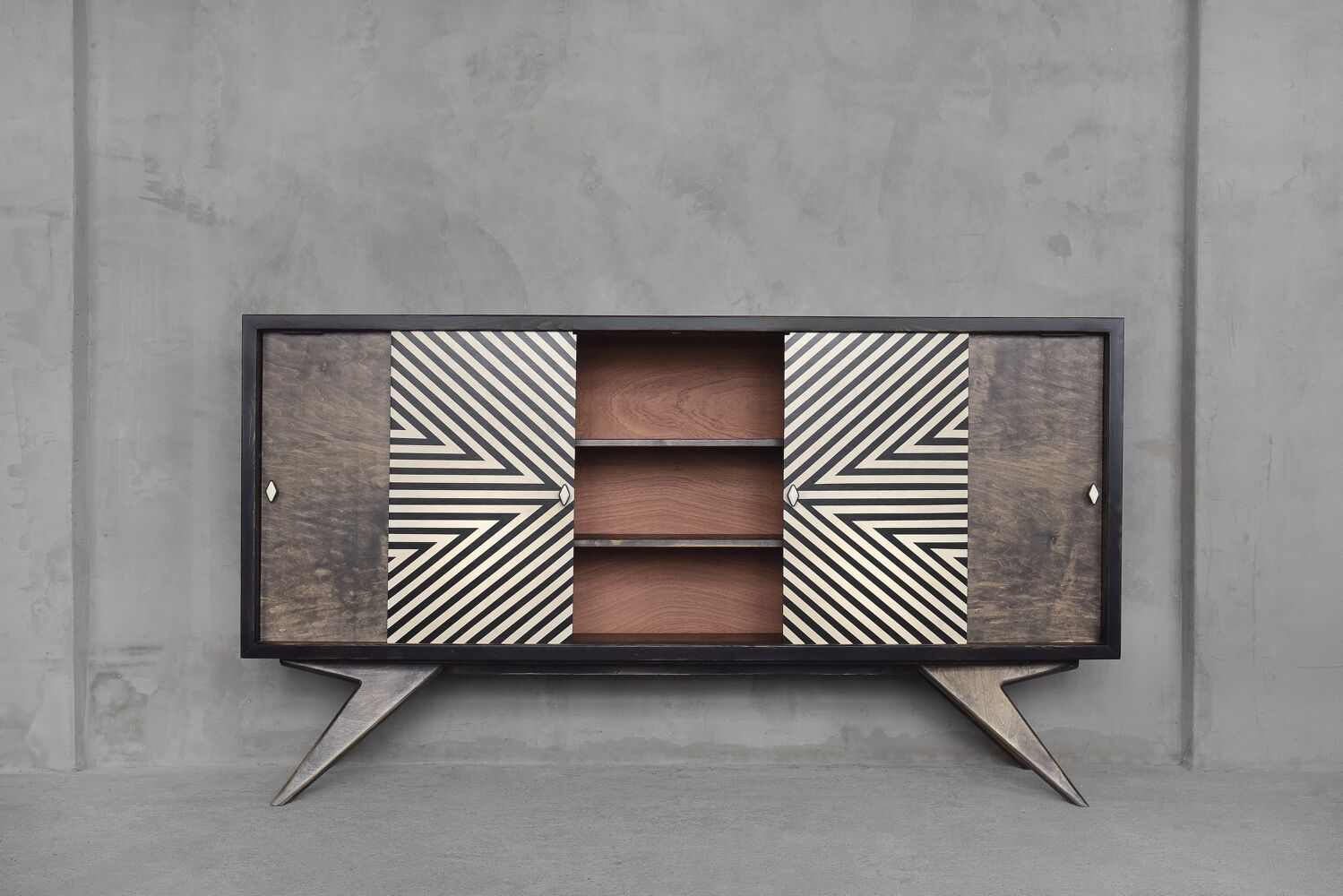 Sideboard with hand-painted pattern, 1960