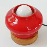 Vintage 1960 red ceramic table lamp Porcelain