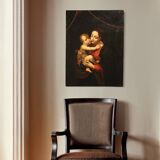 Antique religious painting Madonna and Child from the 18th century