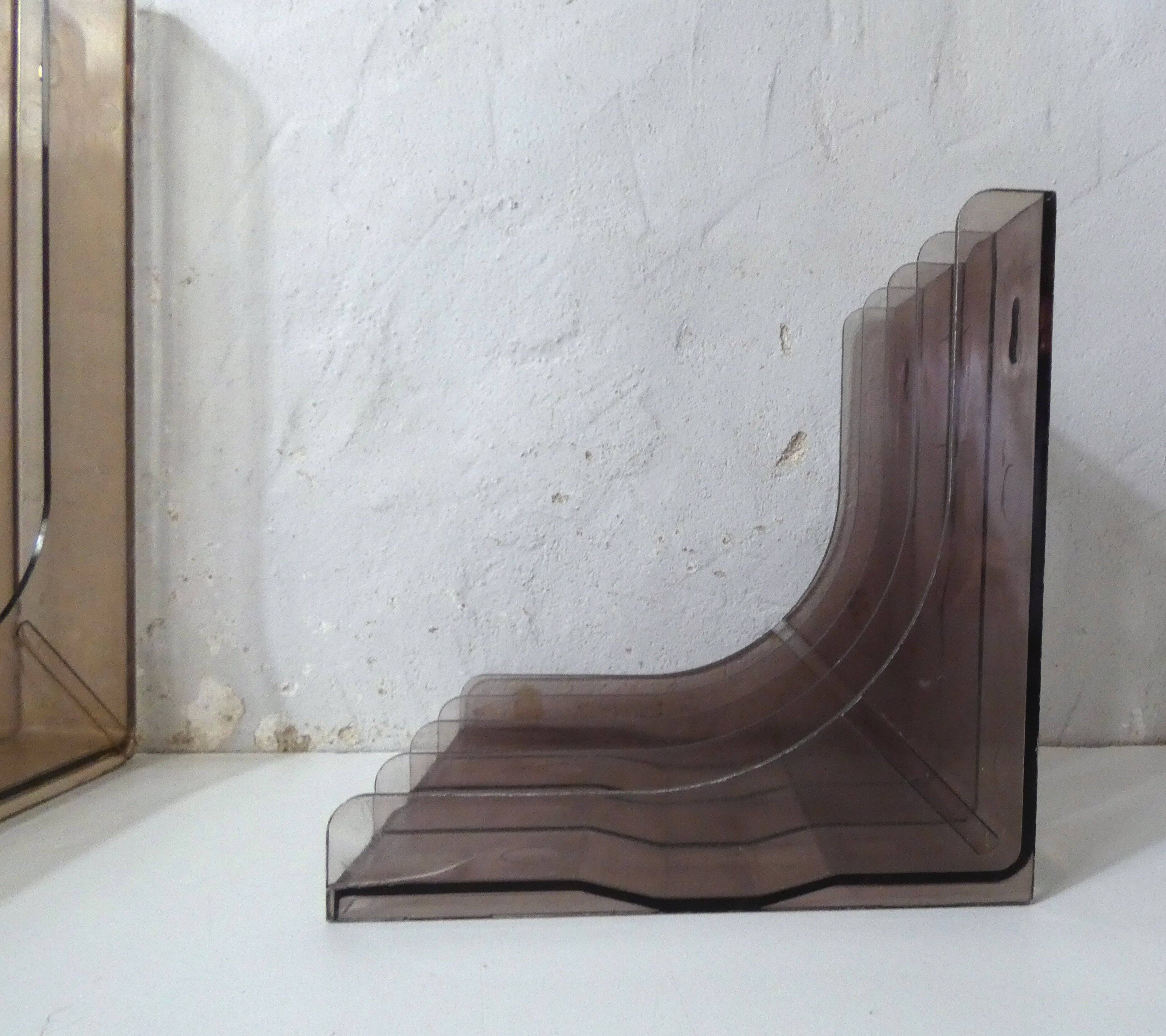 range-disques vinyle en plexi fumé design vintage 1970