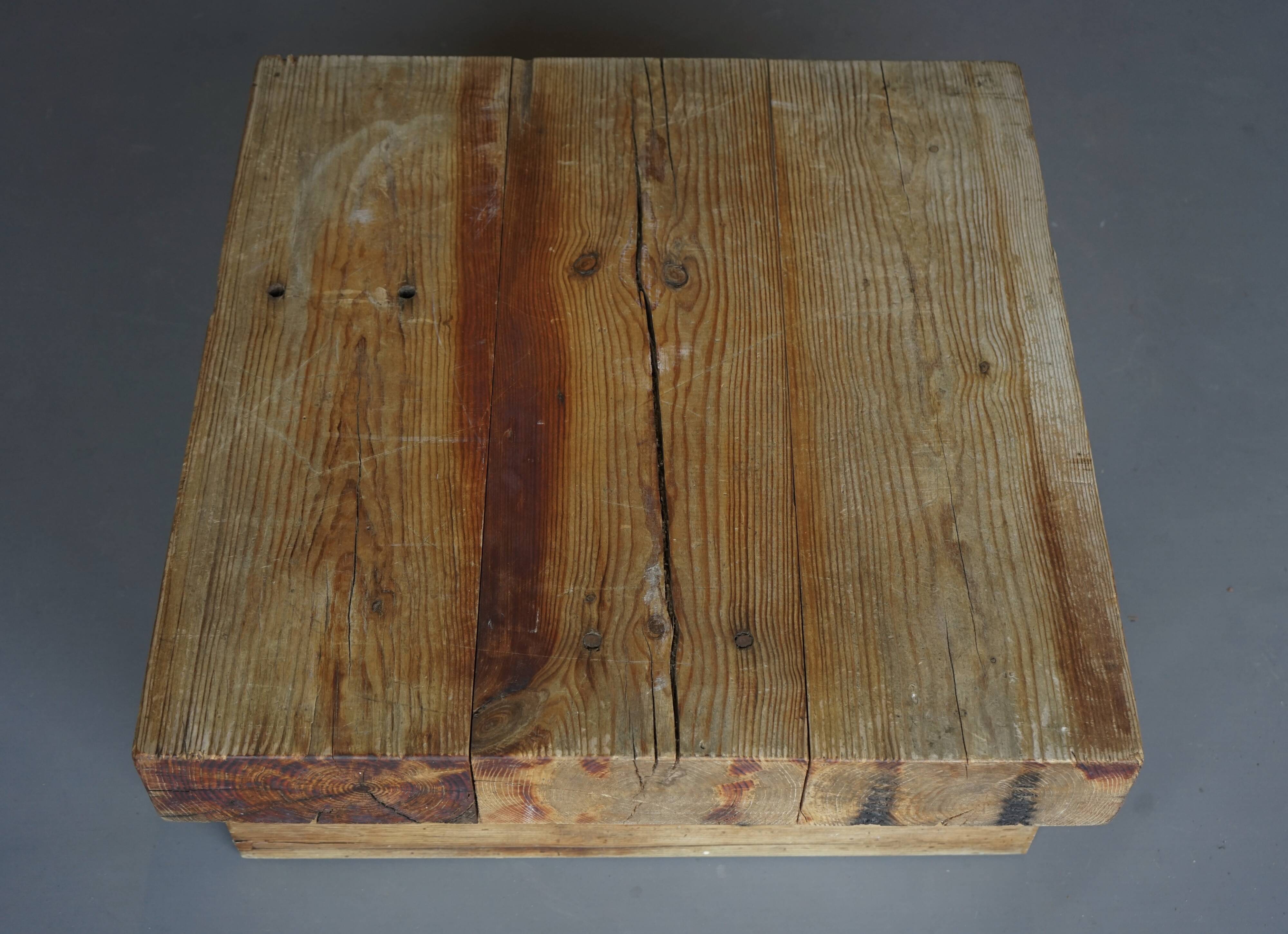 Small Brutalist Pine Coffee Table, 1970s