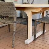 Set Unopiu teak table and 4 chairs eden synthetic fiber waprolace handmade weave
