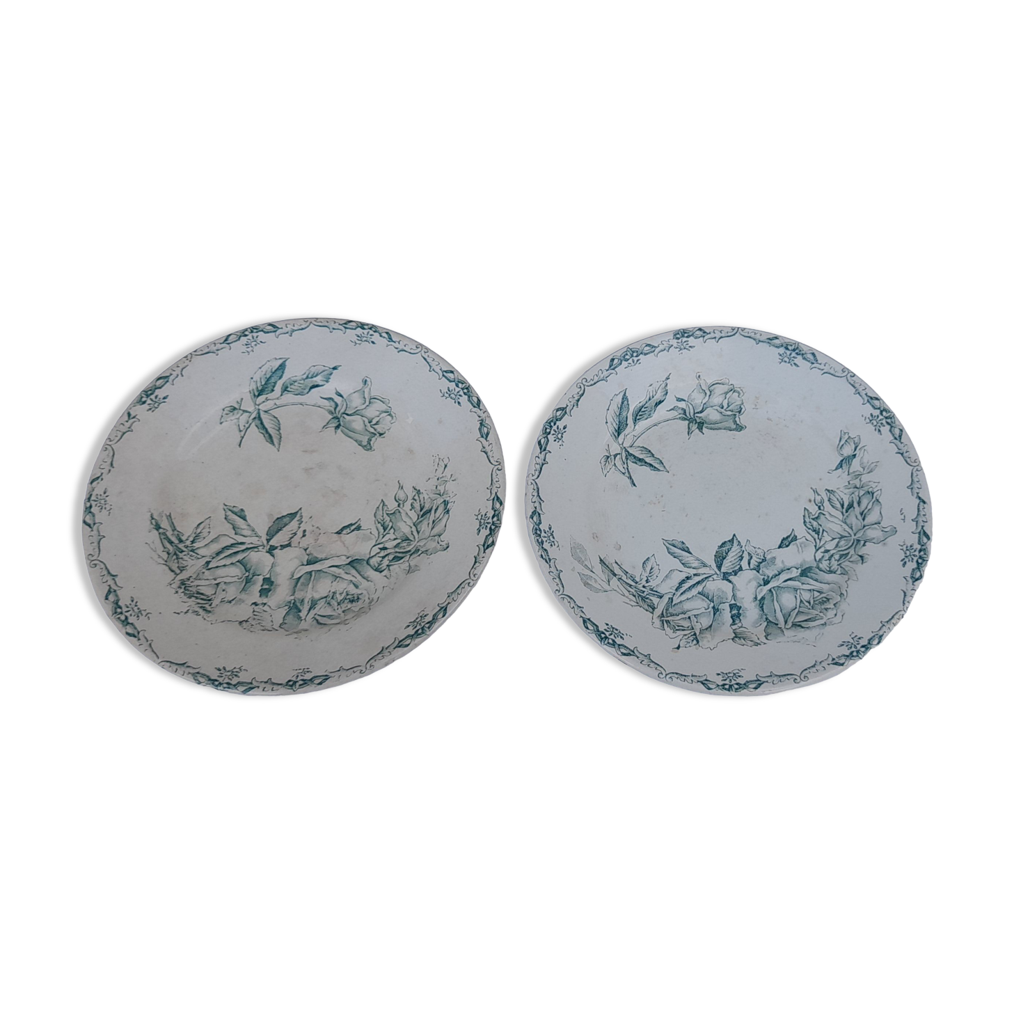 2 dessert plates in earthenware Moulin des loups model Aurora diam 19 cm