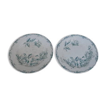 2 assiettes à dessert en faïence Moulin des loups modèle Aurora diam 19 cm