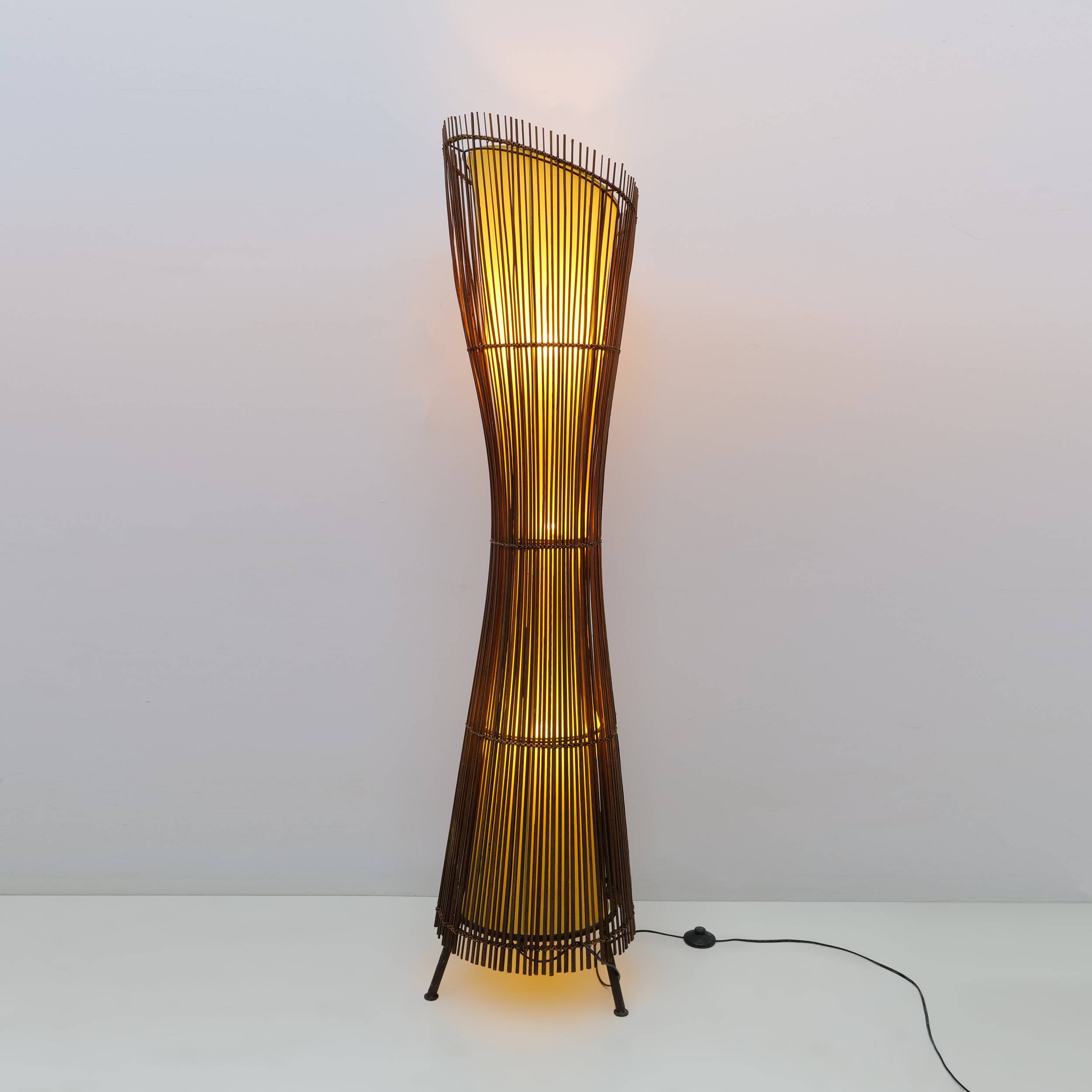Organic Shaped Bamboo Floor Lamp "Kobe", France, 1980s