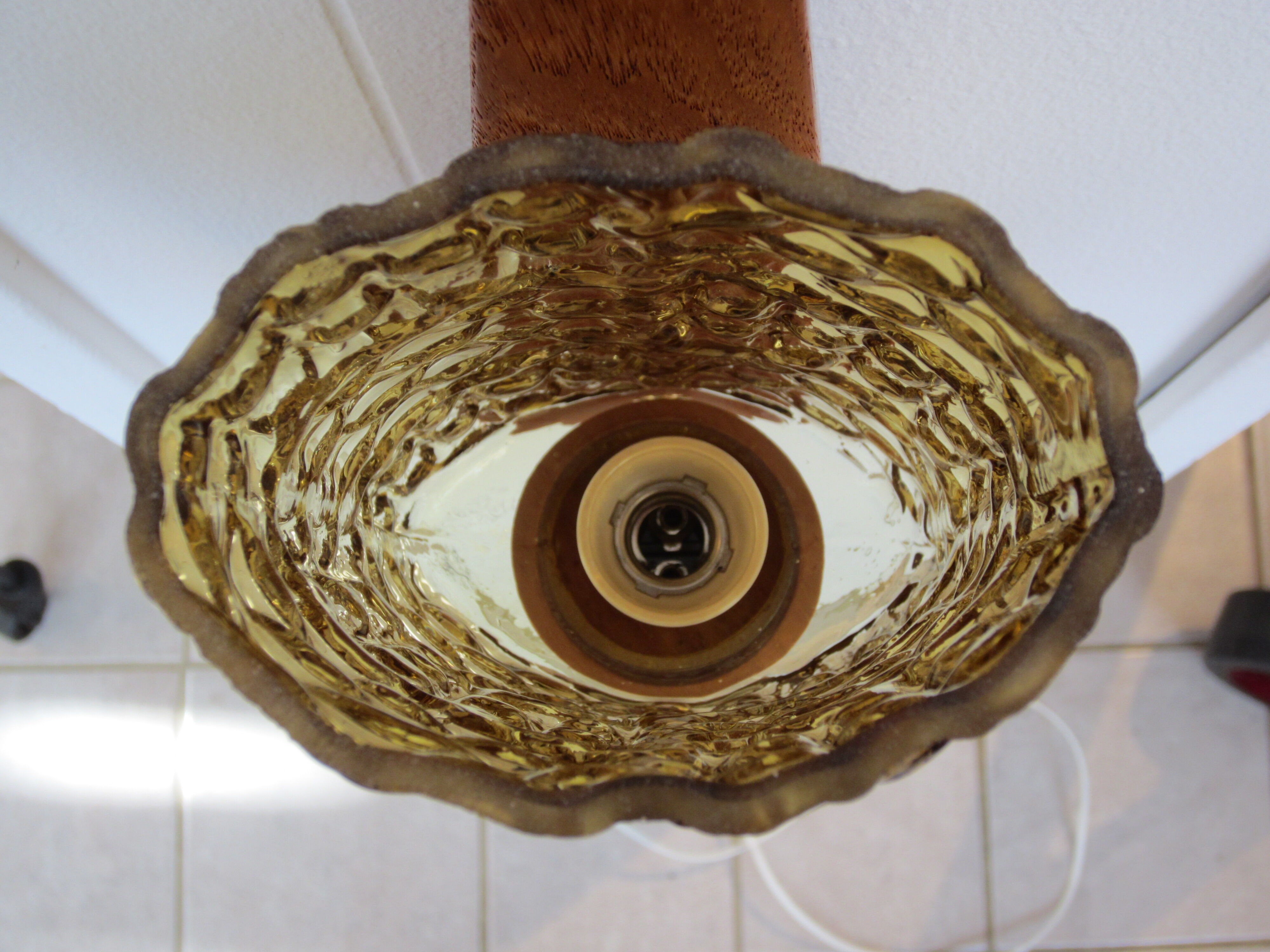 Scandinavian teak and glass wall lamp