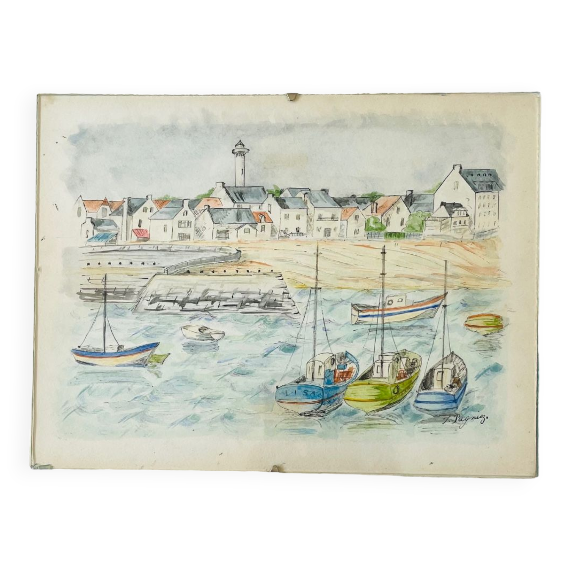 TABLEAU ANCIEN AQUARELLE Vues architecturale Colonne Signée EUR 20,00