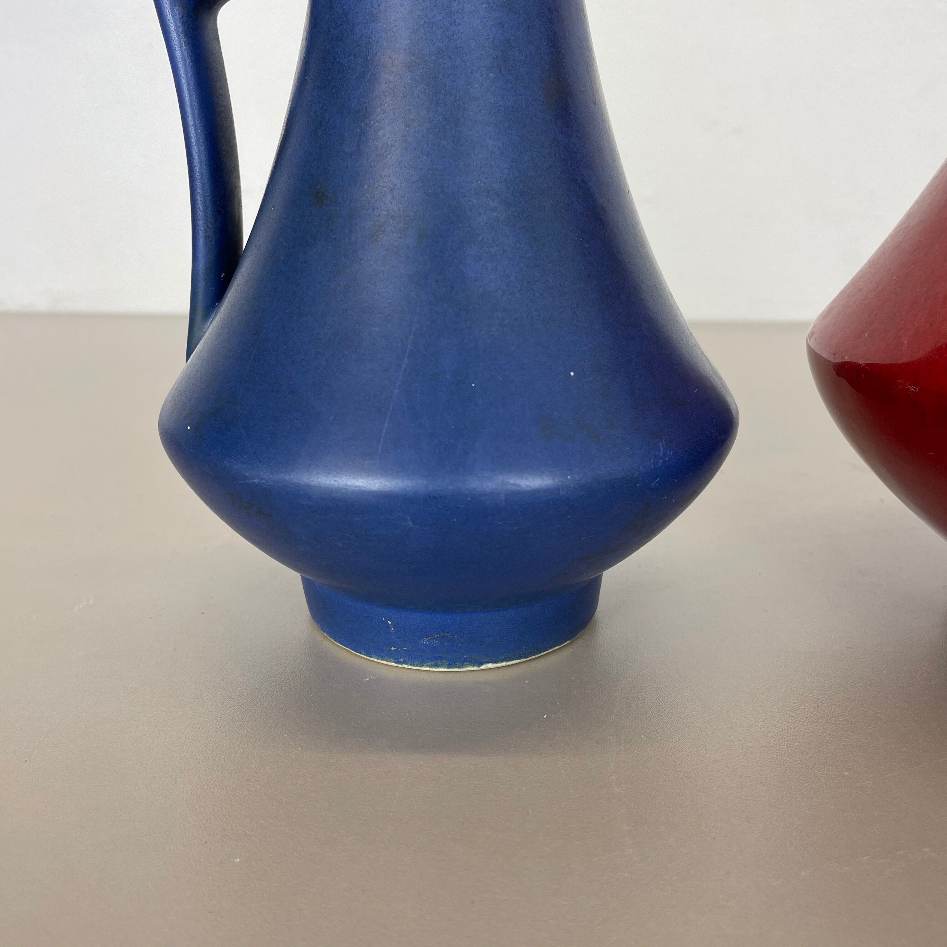 Set of two pottery fat lava vases "black-red" by Jopeko, Germany, 1970s modern