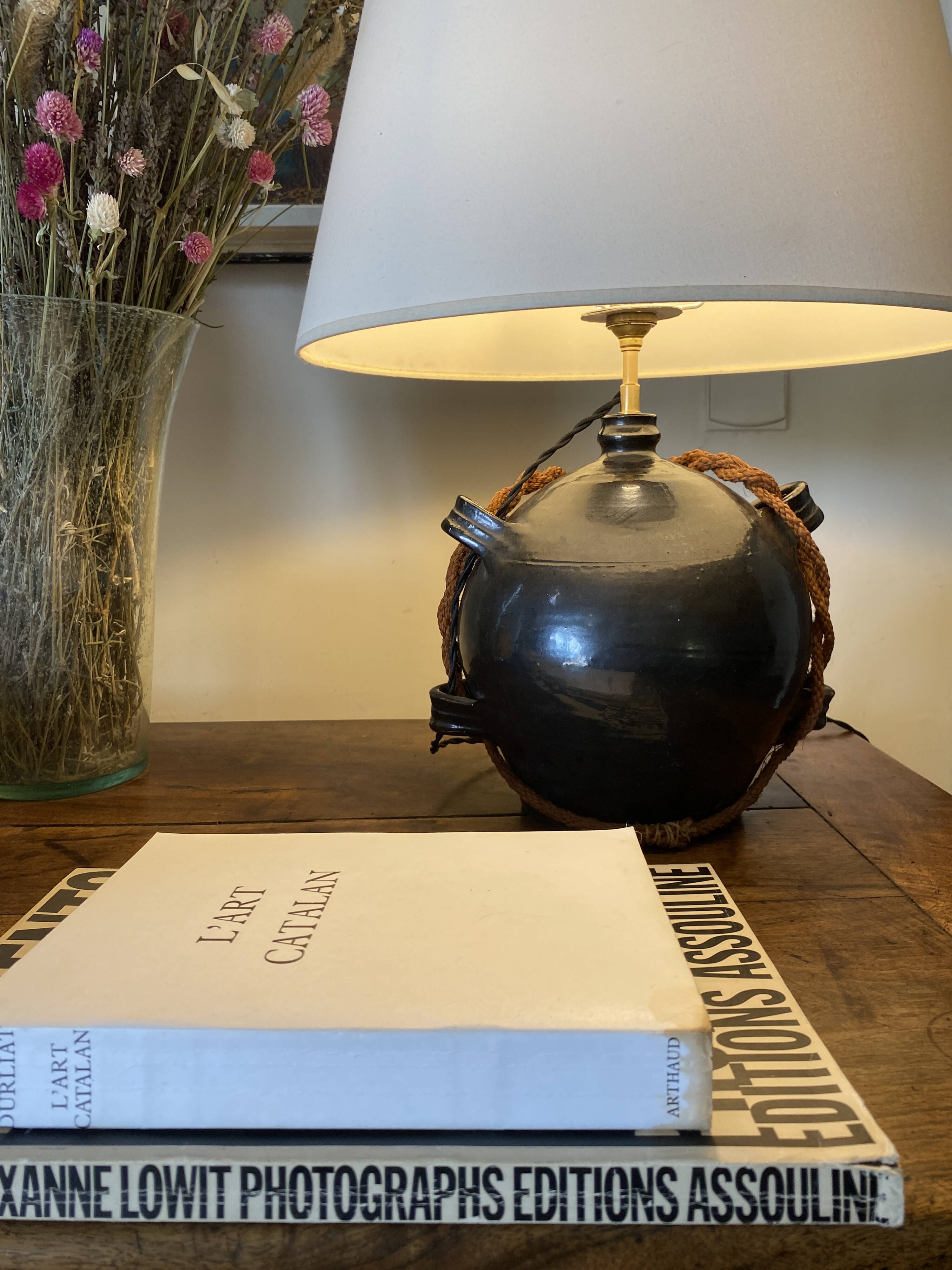 Ceramic lamp, 2M fabric cable, cotton lampshade