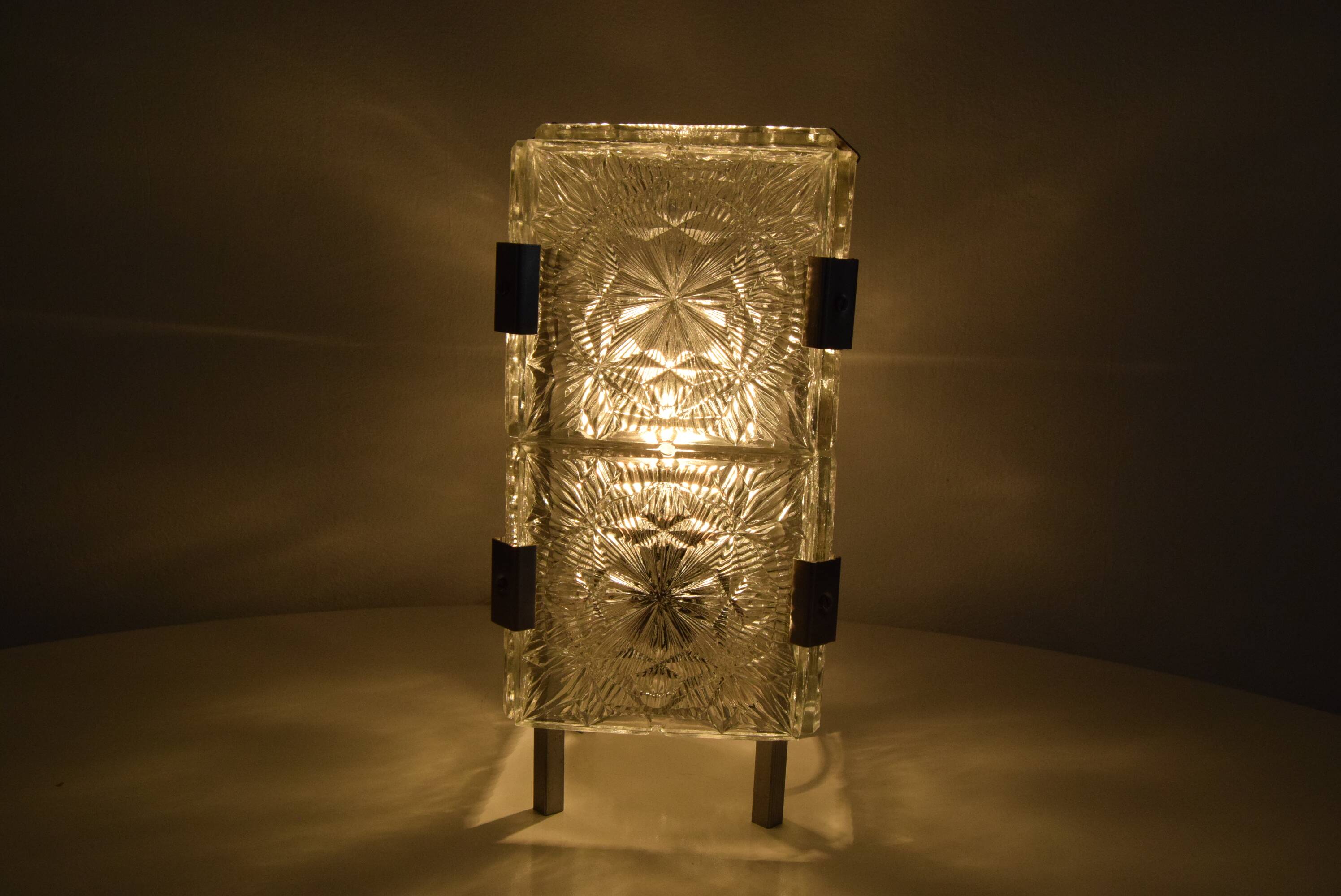 Vintage Glass  Table Lamp by Josef Hejtman for Kamenicky Senov,Czechoslovakia,1960's.