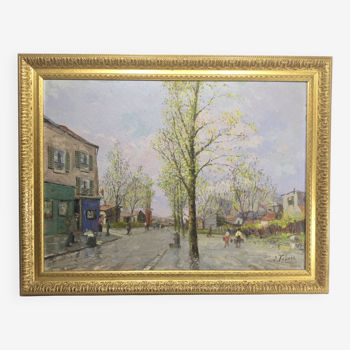 E. Febvre - Huile Sur Panneau « Scène de rue »