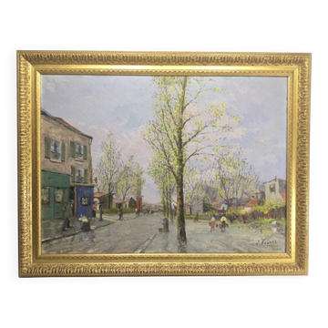E. Febvre - Oil On Panel “Street Scene”