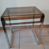 X2 Vintage 1970s smoked acrylic plexiglass side tables