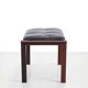 Footstool in solid wenge wood with black leather cushion, 1960
