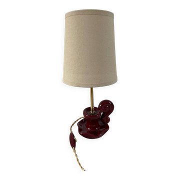 Lampe en porcelaine bordeaux