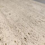 Vintage travertine and wooden coffee table, 1970s