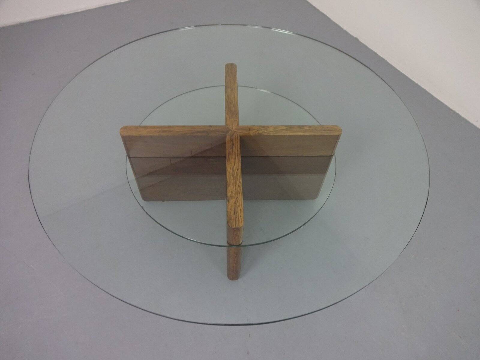 Italian rosewood and glass coffee table, 1960s