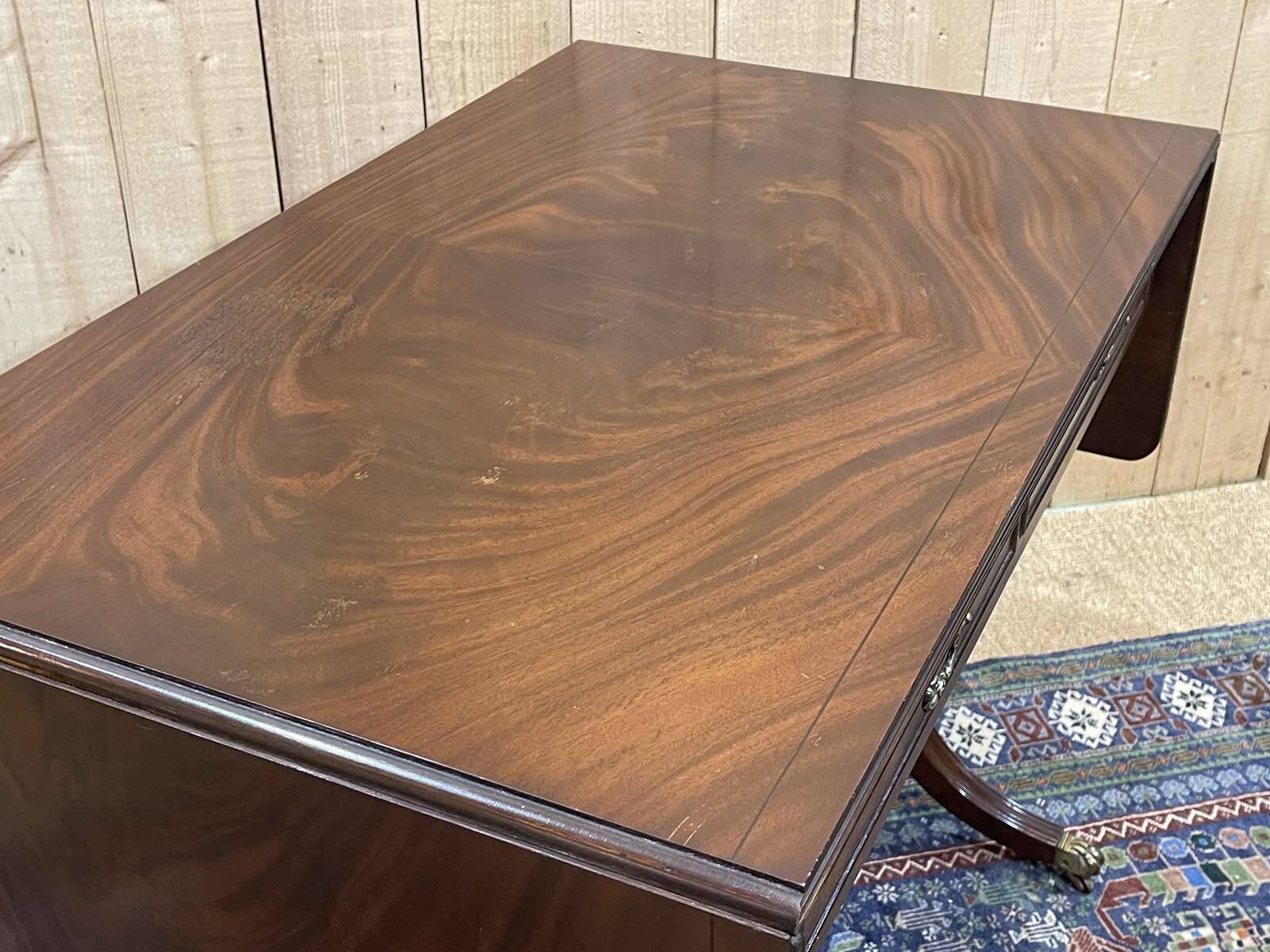 English mahogany drop-leaf desk from the 1950s