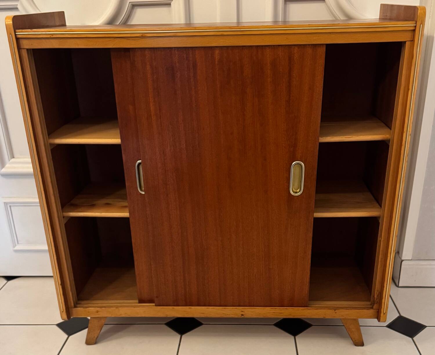 Vintage shoe cabinet with compass legs