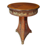 Circular gueridon in marquetry and bronze, Empire style
