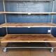 Steel and wooden shelf on wheels