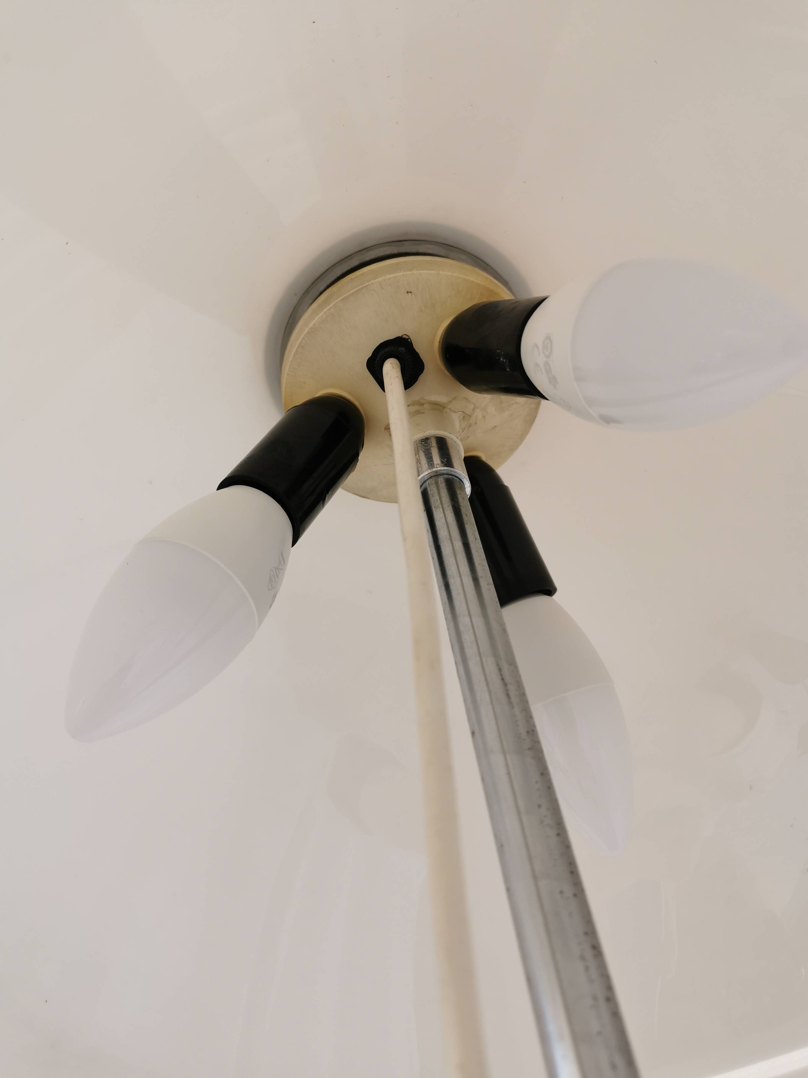 Vintage 1970s Mushroom Floor Lamp: Chrome & White Plastic, Retro Lighting