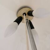 Vintage 1970s Mushroom Floor Lamp: Chrome & White Plastic, Retro Lighting