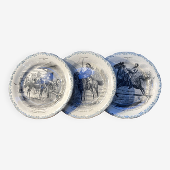 Set of 3 small plates on the theme of riders