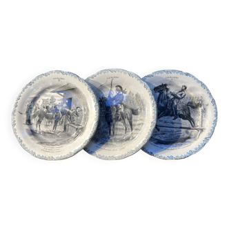 Set of 3 small plates on the theme of riders