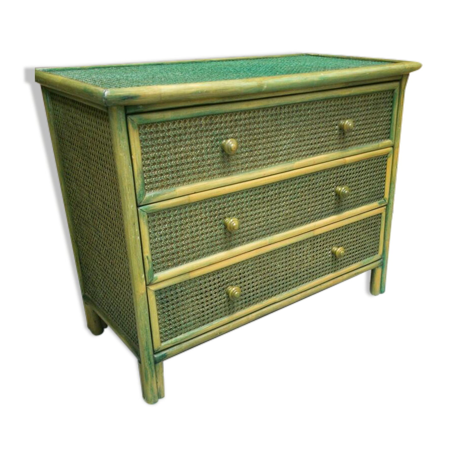 Commode en rotin et cannage
